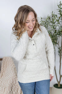Geometric Button Snap Pullover - Oatmeal