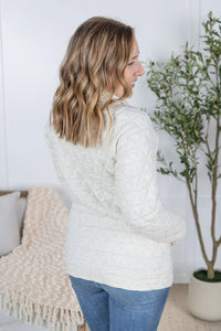 Geometric Button Snap Pullover - Oatmeal