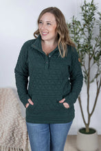 Load image into Gallery viewer, Geometric Button Snap Pullover - Hunter Green