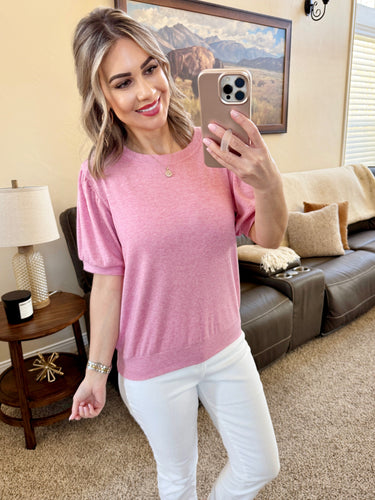 Katie Cozy Top - Heathered Pink