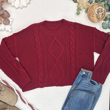 Load image into Gallery viewer, Cable Knit Sweater - Cranberry