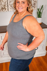 Lexi Lace Tank - Charcoal