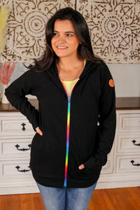 FullZip Hoodie - Black Rainbow Zipper