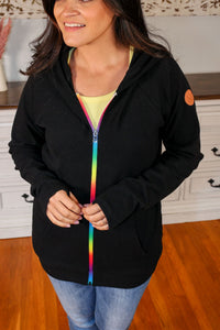 FullZip Hoodie - Black Rainbow Zipper
