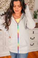 Load image into Gallery viewer, FullZip Hoodie -Grey Rainbow Zipper