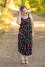 Load image into Gallery viewer, Reagan Ribbed Midi Dress - Black Floral
