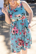 Load image into Gallery viewer, Kelsey Tank Dress - Dusty Blue Floral