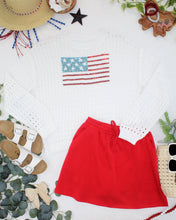 Load image into Gallery viewer, USA Sequin Flag Open Knit Pullover