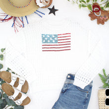Load image into Gallery viewer, USA Sequin Flag Open Knit Pullover