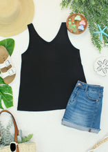 Load image into Gallery viewer, Vera V Neck Tank - Black