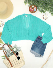 Load image into Gallery viewer, Callie Cropped Cardigan - Aqua