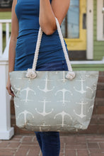 Load image into Gallery viewer, Rope Handle Beach Bag - Mist Anchors