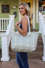 Load image into Gallery viewer, Rope Handle Beach Bag - Mist Anchors