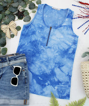Load image into Gallery viewer, Mila Zipper Tank - Blue Tie Dye