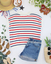 Load image into Gallery viewer, Red, White, and Blue Stripes Open Knit Top