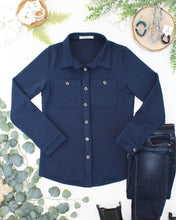 Load image into Gallery viewer, Ryleigh Ribbed Button Down - Navy