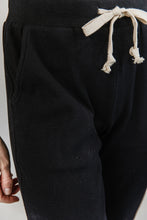 Load image into Gallery viewer, Waffle Knit Joggers- Black Jack