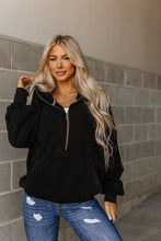 Load image into Gallery viewer, Oversized HalfZip Sweatshirt - Black