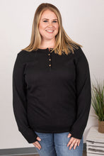 Load image into Gallery viewer, Harper Long Sleeve Henley - Black