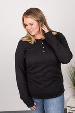 Load image into Gallery viewer, Harper Long Sleeve Henley - Black