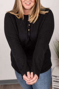 Harper Long Sleeve Henley - Black