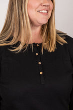 Load image into Gallery viewer, Harper Long Sleeve Henley - Black
