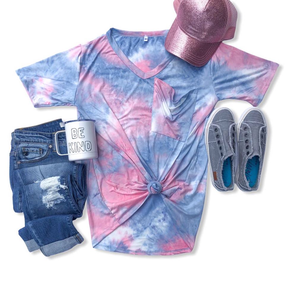 Cotton Candy Tie Dye Slouchy Pocket Tee