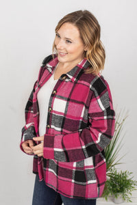 Lucy Plaid Shacket - Pink and Black