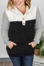 Load image into Gallery viewer, ColorBlock Sherpa Hoodie - Monochrome