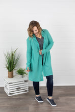 Load image into Gallery viewer, Claire Hooded Waffle Cardigan - Aqua Mint