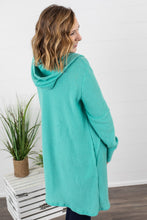 Load image into Gallery viewer, Claire Hooded Waffle Cardigan - Aqua Mint