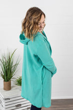 Load image into Gallery viewer, Claire Hooded Waffle Cardigan - Aqua Mint