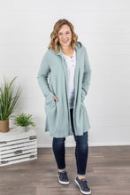 Load image into Gallery viewer, Claire Hooded Waffle Cardigan - Sage