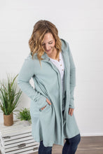 Load image into Gallery viewer, Claire Hooded Waffle Cardigan - Sage
