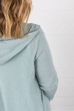 Load image into Gallery viewer, Claire Hooded Waffle Cardigan - Sage