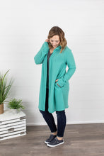 Load image into Gallery viewer, Claire Hooded Waffle Cardigan - Aqua Mint