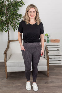 Athleisure Leggings - Charcoal Leopard