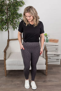Athleisure Leggings - Charcoal Leopard