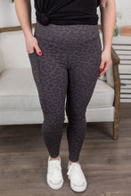 Load image into Gallery viewer, Athleisure Leggings - Charcoal Leopard