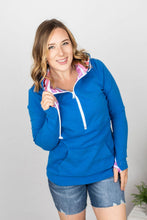 Load image into Gallery viewer, Classic HalfZip Hoodie - Bright Blue Rainbow Stripes