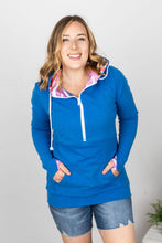 Load image into Gallery viewer, Classic HalfZip Hoodie - Bright Blue Rainbow Stripes