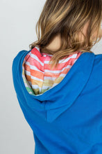 Load image into Gallery viewer, Classic HalfZip Hoodie - Bright Blue Rainbow Stripes