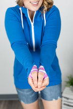Load image into Gallery viewer, Classic HalfZip Hoodie - Bright Blue Rainbow Stripes