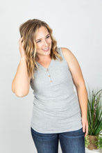Load image into Gallery viewer, Addison Henley Tank - Grey and White Stripes