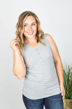 Load image into Gallery viewer, Addison Henley Tank - Grey and White Stripes