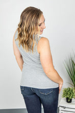 Load image into Gallery viewer, Addison Henley Tank - Grey and White Stripes
