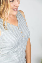 Load image into Gallery viewer, Addison Henley Tank - Grey and White Stripes