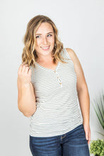 Load image into Gallery viewer, Addison Henley Tank - Ivory and Black Stripes