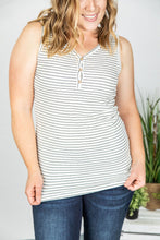 Load image into Gallery viewer, Addison Henley Tank - Ivory and Black Stripes
