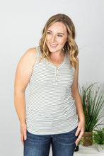 Load image into Gallery viewer, Addison Henley Tank - Ivory and Black Stripes